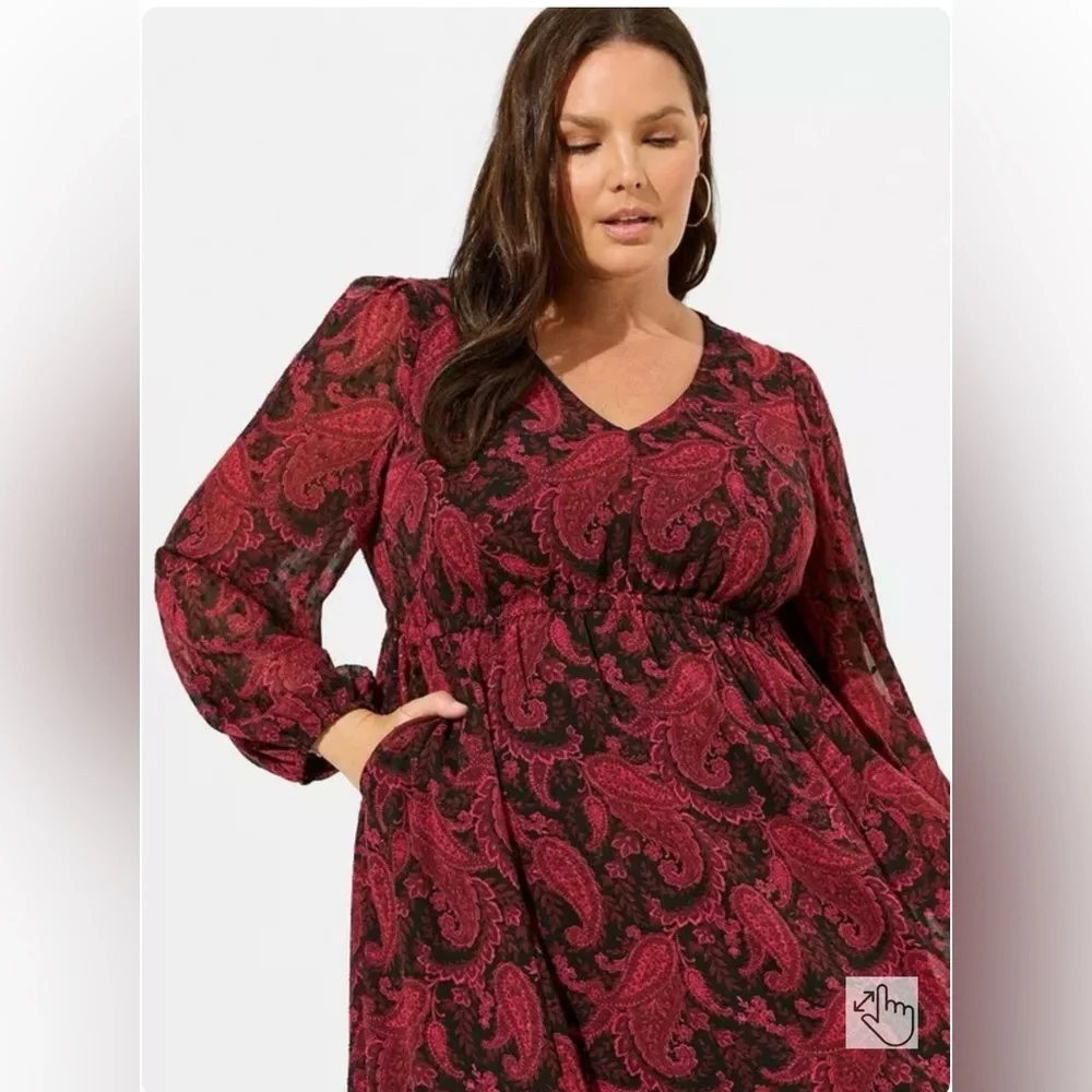 Torrid Paisley Tea Length Open Back A-Line Dress Size 1X (14/16) - Picture 2 of 11
